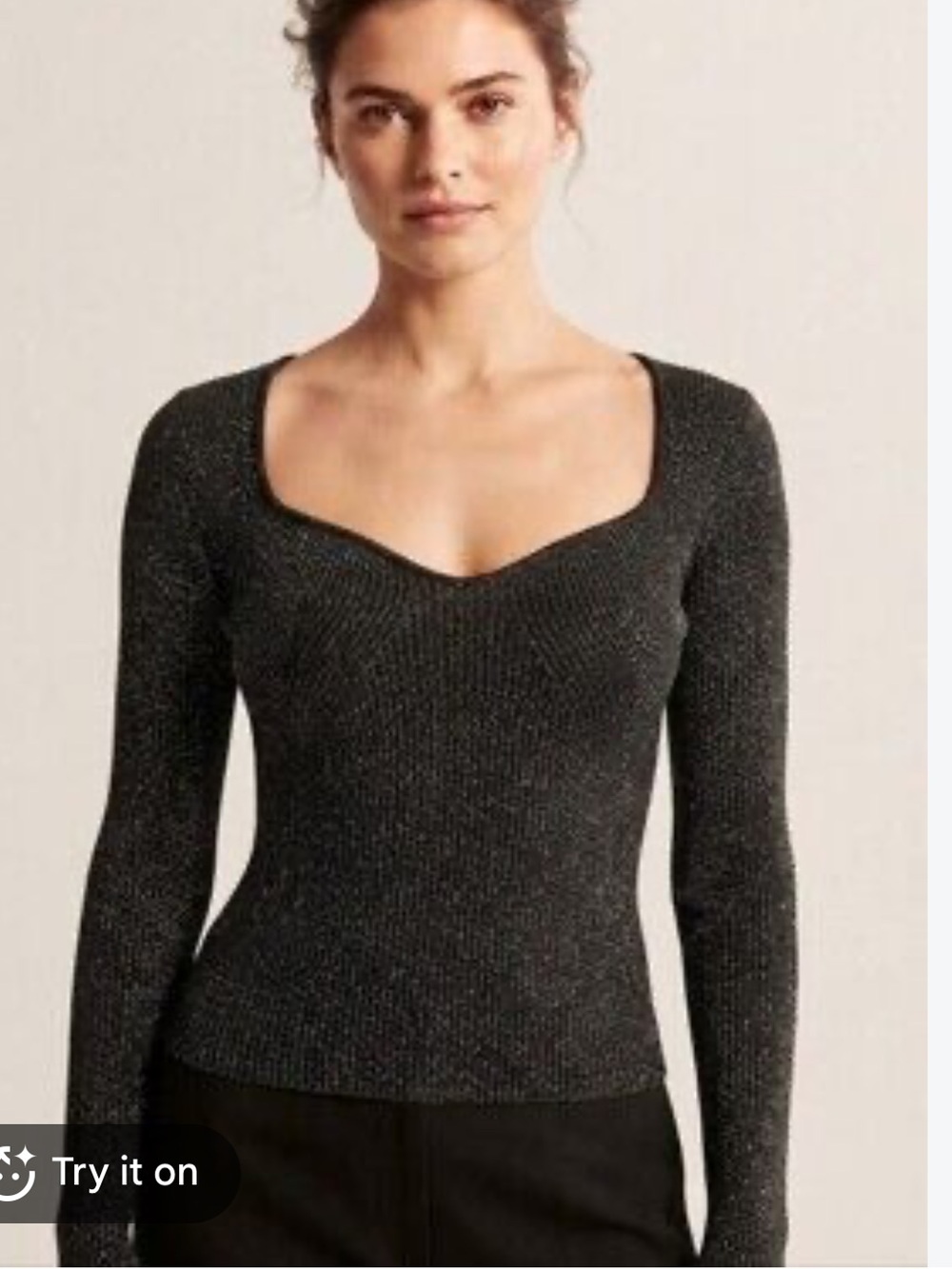 Anthropologie Black Metallic Scoop Neck Sweater, size XS